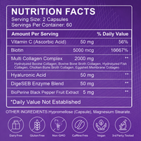 Capsule de collagène multi-sources OEM avec Biotine Digeseb – Cinq types de suppléments alimentaires pour soutenir la peau, les cheveux, les ongles, les articulations, l'immunité et la digestion