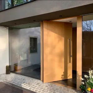 高品质木质彩色前枢轴门实心樱桃木别墅外入口门