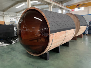 Sauna Exterior <span class=keywords><strong>de</strong></span> <span class=keywords><strong>Cedro</strong></span> Rojo con Estufa <span class=keywords><strong>de</strong></span> Leña y Vidrio Panorámico - Product Image 3