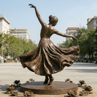 Sculptures modernes en bronze faites à la main, statues de danseuses grandeur nature, sculptures personnalisées pour la décoration de cour