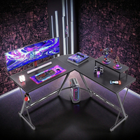 Conception de coins arrondis Table d'ordinateur de sécurité Grand bureau Table de jeu E-sports noire en forme de L