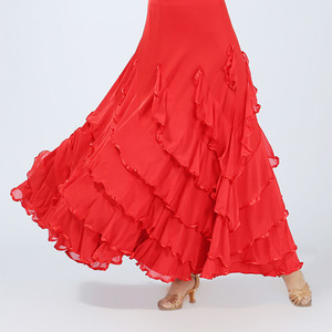 सुरुचिपूर्ण महिला बॉलरूम और फ्लेमेंको डांस पार्टी का प्रदर्शन लंबे स्विंग मेट स्कर्ट प्रतियोगिता पोशाक - Product Image 1