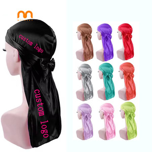 Lungo in seta Durag turbante cappello parrucche pirata cappello coda lunga bandane pirata cappello macchia Durag copricapo accessori per capelli - Product Image 1