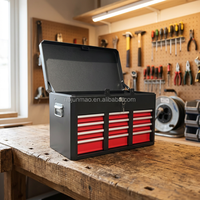 Vente en gros de coffre à outils portable en acier JUNMAO à 6 tiroirs, boîte à outils verrouillable avec compartiment de rangement supérieur pour la réparation automobile, outils OEM/OBM