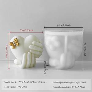 MUYULINS Large <b>Silicone</b> Handheld DIY Valentine's Day Scented Heart-Shaped Candle Mold - Product Image 3