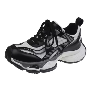 Zapatos deportivos casuales de punta redonda, talla grande, color sólido, malla transpirable, suela gruesa, para hombre y mujer. - Product Image 1