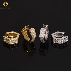 Factory Direct Hip Hop Style 925 <b>Silver</b> High Quality Gold Plated <b>Hoop</b> VVS Moissanite <b>Earrings</b> - Product Image 3