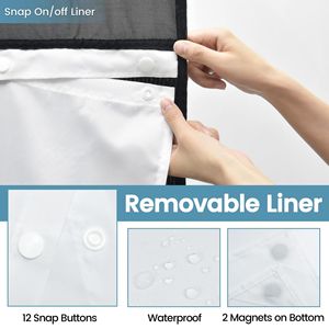 <span class=keywords><strong>Rideau</strong></span> <span class=keywords><strong>de</strong></span> <span class=keywords><strong>douche</strong></span> personnalisé en tissu polyester gaufré, lavable en machine, <span class=keywords><strong>sans</strong></span> crochets, avec doublure amovible et fenêtre transparente pour salle <span class=keywords><strong>de</strong></span> bain - Product Image 4