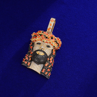 Hip-Hop Iced Out Günstiger VVS Baguette Rubinrote Edelsteine Schwarzer Moissanit Vergoldeter Klarer Jesus-Anhänger
