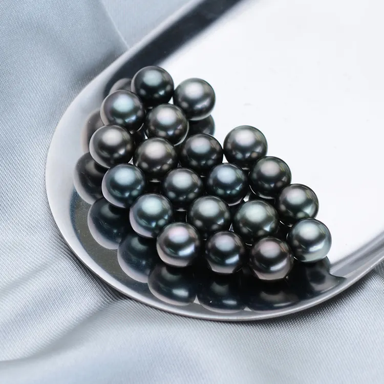 AAA grade 8-9mm round water pearl price natural big black wholesale real freshwater loose pearl
