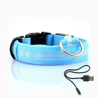 Kalung Anjing LED Modern Bercahaya, Nylon, Menyala, Dapat Diisi Ulang via USB, Lampu Berkedip, Kalung Pengaman untuk Jalan Malam