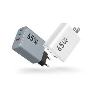 Puerto dual 65W Tipo C Cargador PD65W Enchufe de pared QC3.0 3 puertos USB rápido GaN65W Bloque de cargador para MacBook <span class=keywords><strong>iPad</strong></span> <span class=keywords><strong>Pro</strong></span> Galaxy iPhone Laptop - Product Image 2