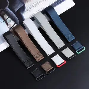 Novo Gancho Ajustável E Loop Velcroes Tecido Watch Band Canvas Watch Strap para Speedmater MoonSwatch Substituição Bespoke 20mm