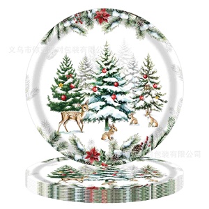 Assiettes, gobelets et serviettes en papier à thème Noël Neige Blanche – Kit de fournitures de fête jetables – Vente chaude – Écologique - Product Image 5
