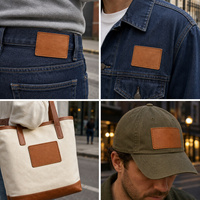 Étiquette en cuir vierge prête à être expédiée, couleur caramel, à coudre sur veste en jean, chapeau, sac, avec logo personnalisé en relief