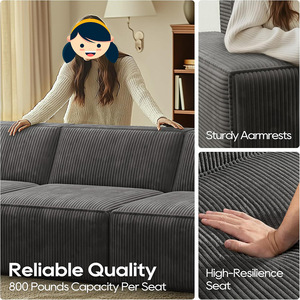 Divano Modulare a 3 Posti <span class=keywords><strong>Grigio</strong></span> <span class=keywords><strong>Moderno</strong></span> per Soggiorno, Comodo Arredamento Componibile - Product Image 3