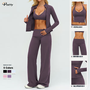 Nuovo Arrivo: Completo Yoga Personalizzato con Finitura Sabbiata, Set Sportivo da Donna a 5 Pezzi, Maniche Lunghe, Traspirante, Casual e alla Moda - Product Image 4