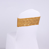 Offre Spéciale argent extensible pas cher Spandex brillant Sequin chaise bande chaise ceinture pour la fête de mariage