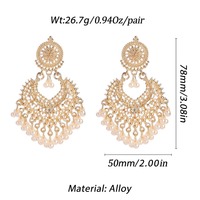 Boho Vintage couleur or coeur forme fleur perle gland boucles d'oreilles pour femmes bijoux de mariage ethnique indien Jhumka boucles d'oreilles