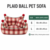 Canapé pour animaux de compagnie YAOYUE avec pompons, en laine d'agneau et polaire, lit pour chat et chien à dossier haut avec coussin, garniture verte non amovible, style Noël