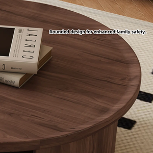 Lineage Modern Farmhouse Table basse ronde Ensemble de 2 tables gigognes en bois massif avec rangement caché Décor de salon extensible - Product Image 2