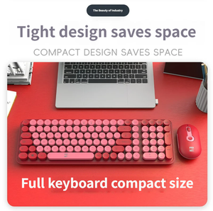 Punk Girl Style Stock Colorful Mix Keycaps 1600 DPI <b>Mouse</b> Ergonomic Waterproofed Wireless <b>Mouse</b> Keyboard Combo for Laptop - Product Image 6