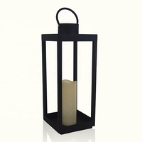 Lanterne en métal à LED noir sans flamme, grande taille, fournitures de mariage