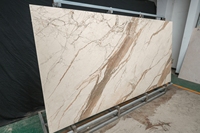 Nouvelles arrivées en stock : Carreaux en pierre frittée de travertin jaune 1600x3200mm, grande taille, imperméables, résistants aux rayures, pour chambre et salon