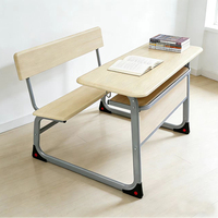 Meubles de classe scolaire hautement stables, pupitre et chaise étudiants fixés ensemble, banc scolaire, table et chaises doubles en Werzalit.