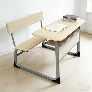 Meubles <span class=keywords><strong>de</strong></span> classe scolaire hautement stables, pupitre et chaise étudiants fixés ensemble, banc scolaire, <span class=keywords><strong>table</strong></span> et chaises doubles en Werzalit. - Product Image 2