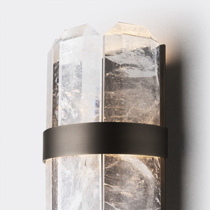 Dark Bronze Metal LED <b>Wall</b> Sconce Modern Amber Glass Shade High CRI 90 Bedroom Bedside Hallway Decor - Product Image 2