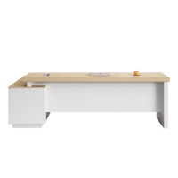 Bureau de direction en forme de L moderne et contemporain avec plateau en mélamine, mobilier commercial de haute technologie pour PDG/Directeur