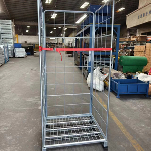 รถเข็นโลจิสติกส์แบบกรงลวดชุบสังกะสีแบบหนาพิเศษสองด้านสำหรับคลังสินค้า - Product Image 4
