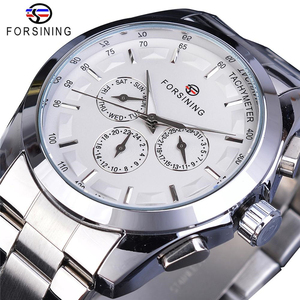 Orologio Meccanico da Uomo Forsining S899 con 3 Quadranti, Calendario, <span class=keywords><strong>Carica</strong></span> Automatica, Cinturino in Acciaio Inossidabile, Orologio da Polso Business e Sportivo - Product Image 3