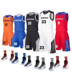 Wholesale Blank Design Men Kids Reversable Basketball Uniform Hombre Logo Custom Basketball Jersey Set