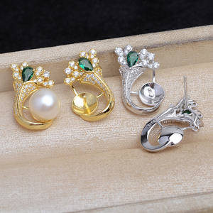 Base para Pendientes de Plata 925, Semi-Acabada, para DIY, con Ojo Grande, para Joyería de Perlas, JG5910, Tamaño 3mm - Product Image 1