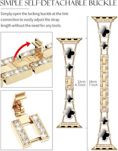 สายรัดเพชรส่องแสงเป็นประกายวิบวับเหมาะสำหรับสายนาฬิกา Apple Watch 40มม. 41มม. 38มม. 42มม. ซีรีย์10 9 8 7 6 <span class=keywords><strong>5</strong></span> 4 3 2 1 - Product Image 4