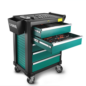 JZD Garage Movable Tool Trolley Set Workshop Chest Metal Storage Tool Cabinet With Tools Set