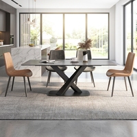 Table à manger rectangulaire en bois massif convertible de luxe pour 4 à 6 personnes, meubles de salle à manger modernes