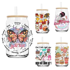 <span class=keywords><strong>Mama</strong></span> necesita café UV DTF transferencia pegatina calcomanías para Libbey tazas frías tazas vaso perro gato mamá impermeable DIY Logo <span class=keywords><strong>D</strong></span>ía de la madre - Product Image 1