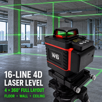 Niveau laser vert 4D professionnel polyvalent à 16 lignes, auto-nivelant à 360 degrés, outil de mesure industriel pour carrelage et intérieur