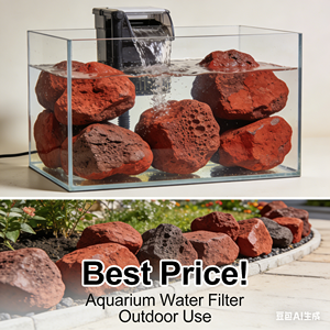 Grande dalle de basalte de lave rouge naturelle, surface polie, durable pour piscine, aquarium, filtration d'eau, utilisation extérieure, <span class=keywords><strong>meilleur</strong></span> prix - Product Image 4