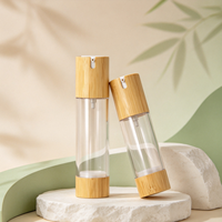 Botol Kosmetik Vakum Bambu Ramah Lingkungan Portabel untuk Pengemasan Stok, Dilengkapi Pompa
