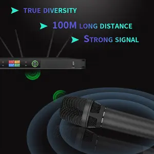 Sistema de micrófono inalámbrico profesional para pc con sonido claro, montaje en estante, 200 metros, 2,4g, recargable, 4 a 24 canales