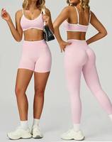 Ensemble de yoga cinq pièces pour femme grande taille, hiver, sans manches, couleur unie, antibactérien, respirant, écologique, en Spandex/Nylon, avec short