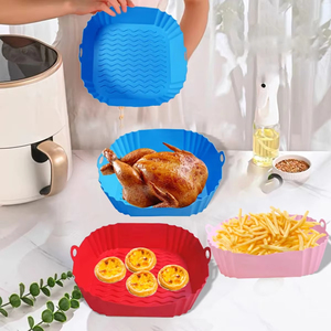 Plaque de cuisson carrée en silicone réutilisable pour friteuse à air, barbecue, four et cuisine, idéale pour la cuisson des aliments - Product Image 1