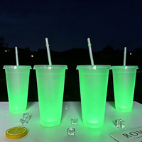 Gobelet à paille phosphorescent grande capacité, tasse de voyage portable en PP, style Instagram tendance, minimaliste moderne avec bouchon de paille