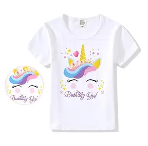 high quality unicorn Art Printed Cotton Short Sleeve Girl Kid Summer Wear T-Shirt Baby Clothes Girl t shirt