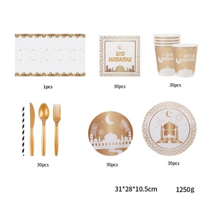 Nuove Forniture per <span class=keywords><strong>Feste</strong></span> Eid Mubarak, Stoviglie per Ramadan, Piatti di Carta Monouso, Tovaglia per Festival Islamico Musulmano - Product Image 6