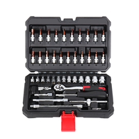 Jeu de clés à douilles à cliquet manuelles 53 pièces 1/4'' en CR-V et fer, OEM pour la réparation automobile